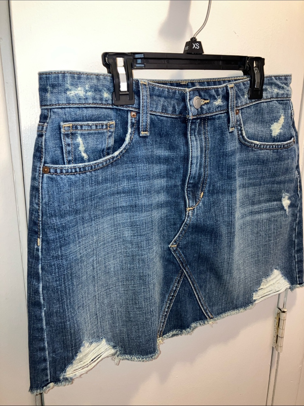 Joe's Jeans Distressed Blue Denim Mini Skirt 28” Waist